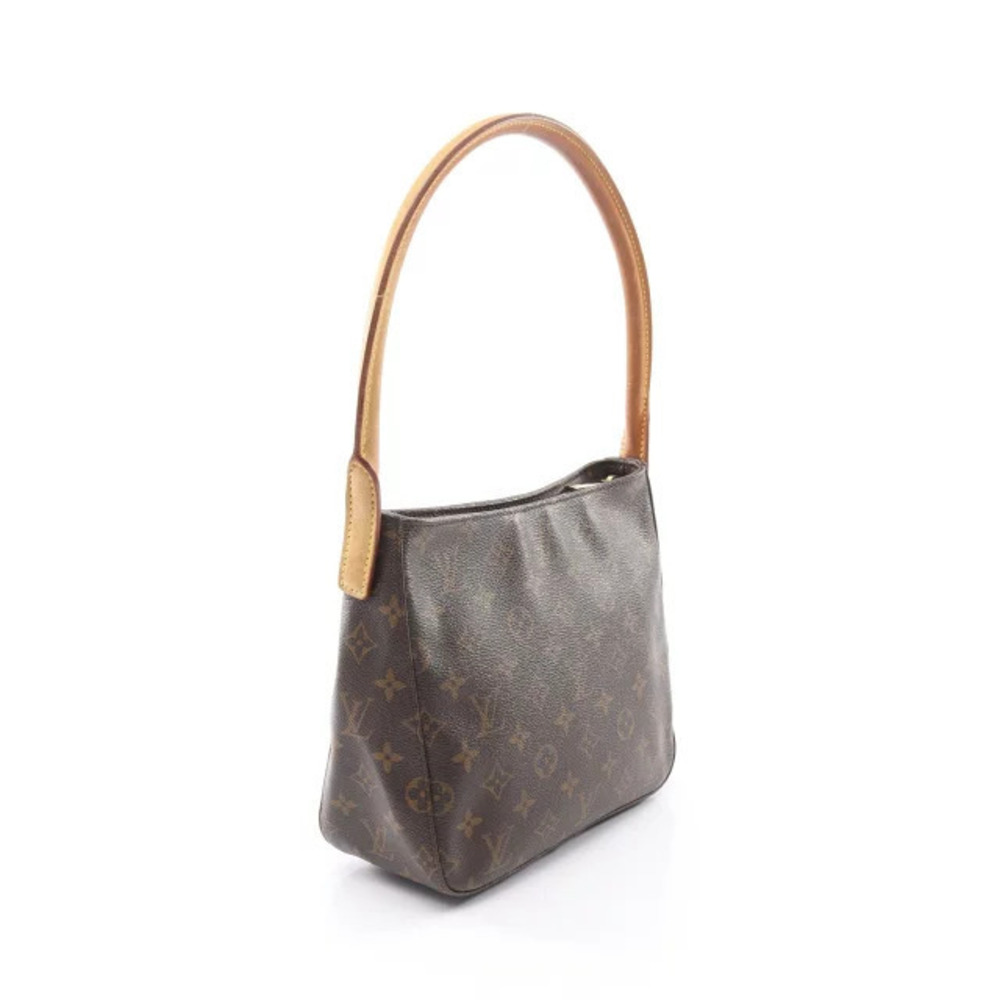 Louis Vuitton Brown Monogram Canvas Leather Bag Shoulder Looping Brown